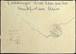1951, 40, 5 Pf. Posthorn und 1 DM Heuss, klar "Frankfurt (M.)-13.6 ...