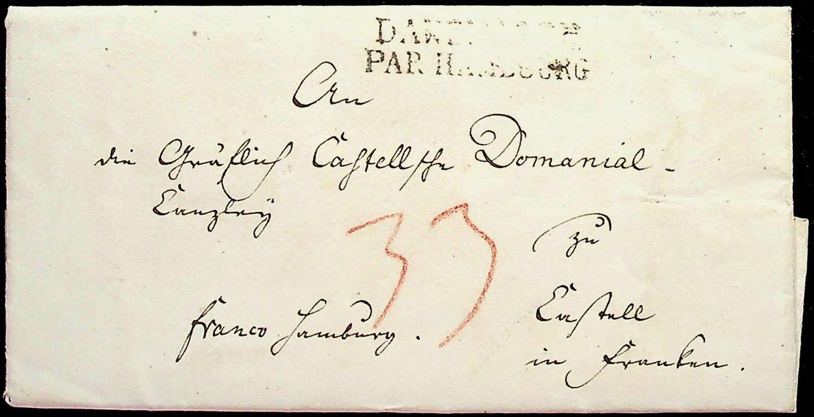 "Glückstadt", kpl. Prachtbrief 1814, voller Inhalt mit L2 ...