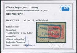 1864, 1 Gr., Luxus-Bfst., selt. blauer Ra. "NORDERNEY", voll und sehr ...