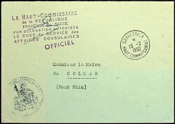 "SARREBRUCK-HAUT COMMISSARIAT", klar auf saub. Dienst-Bf., entspr. ...