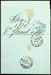 1862, 5 C. Napoleon, 1 C. Ceres, 25 C. Sage, Registraturbug oben ...