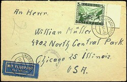 1947, 3 S (kl. Zahnfehler), klar "Linz (Donau)-13.6.47" mit Absender: ...