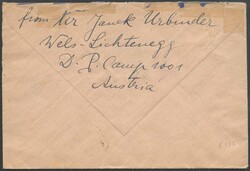 1949, 5 gr. und 2 S., klar "WELS-26.1.49", rs. Absender: "D.P.Camp ...
