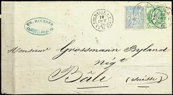 1871, 5 C. Ceres (Eckbug oben rechts) in MiF 25 C. Sage, meist klarer ...