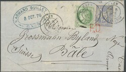 1871, 5 C. Ceres, MiF 25 C. Sage, klar "CAEN-8.OCT.76", kpl. ...