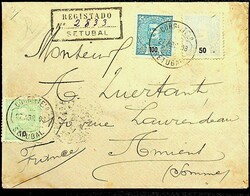 1908, 10, 50, 100 R., alle gut gezähnt, klar gest. "SETUBAL-27.APR ...