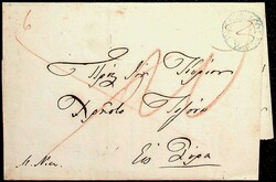 "POSTA-PAGATA", kleiner blauer K2, Pacht-Bf., voller Inhalt 1855 von ...