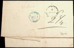 "POSTA-PAGATA", kleiner blauer K2, Pacht-Bf., voller Inhalt 1855 von ...