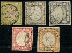 1861, 1/2 Tor, 1/2 Gr., 1, 5, 10 Gr., 5 Werte, vollrandig, Pracht, ...