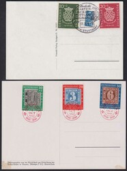 1949, 100 Jahre Briefmarken und Bach, je kpl. Satz auf Karte mit ...