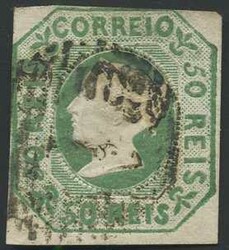 1853, 50 R. grün, links und oben berührte Marke, Mi.1.300,-