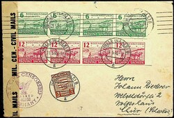 1945, 6 und 12 Pf. Bodenreform, je waagrechter 4er-Streifen zusammen ...