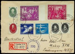 1950, R-Brief von "Dresden-28.7.50" nach Wien, mit Zensur-Stempel und ...