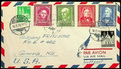 1949, Wohlfahrt, kpl. Satz mit Bizone 2 und 10 Pf. auf Luftpost-Bf. ...