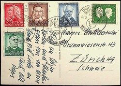 1954, Wofa, kpl. Satz, auf AK von "Hannover-1.5.54" nach ...