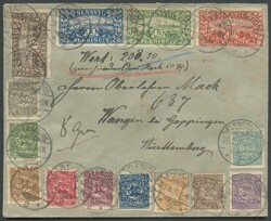 1920, Wappen und Landschaft, kpl. Satz, auf Wert-Brief über 208,50 M ...