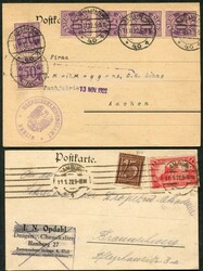 1920-41, 6 tarifgerecht frankierte Belege (3 Briefe, 2 PK, Drs. ...