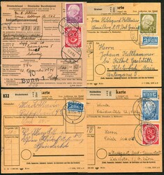 1954, 8 verschiedene, tarifgerechte MiF Posthorn/Heuss, einwandfrei, ...