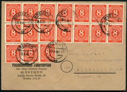 1948, 30 x 8 Pf. Ziffer bzw. waager. Unterrand-5er-Streifen 12 Pf. ...