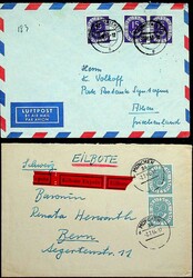 1953-54, 15 Pf. Posthorn, waager. Paar und Einzelstück, je ...