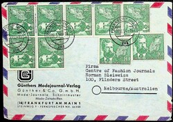 1954, 10 Pf. Mergenthaler (senkr. 5er-Streifen, Paar und 2 ...