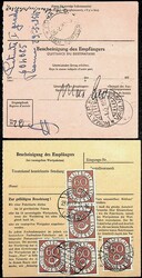 1953-55, 60 Pf. Posthorn, senkr. Dreier und 4 Einzelmarken, je ...