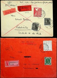 1947-54, schöne kleine Partie von 6 tarifg. fankierten Briefen, 4 x ...