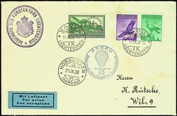 1938, Luftpostbrief von "Vaduz-14.IX.38" über Aarau-Hornussen nach ...