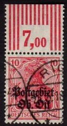 1916, 10 Pf. Freimarke, mit Oberrand Walze 3`7`3, sowie Eckrandstück ...
