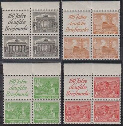 1949, Mi.S1/S4, bzw. W1/W5/W9/W13, alle 4 Viererblock-ZD sauber ...