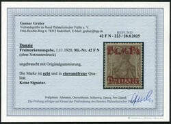 1920, 1 1/4 M. a. 3 Pfg. ohne Unterdruck, ungebraucht mit ...