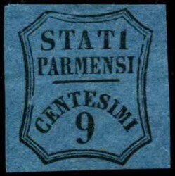 1853, 9 C. schwarz/blau, farbfrisch, breitrandig, ungebraucht, ohne ...