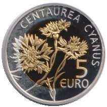 2016, 5 Euro (S/Al-Bro), Centaurea cyanus (Kornblume), 8. Ausgabe ...