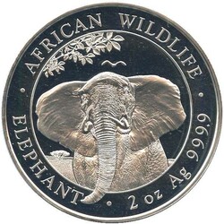 SOMALIA: 2021, 2 Oz. Silber Elefant in orig. Kapsel, seltener ...