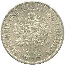 1928, 5 RM Eichbaum "F", gute Erh. vzAutomatically generated ...