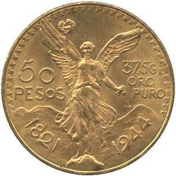 MEXIKO: 1944, 50 Pesos, 37,5 g. Feingold, gutes vz, leichte ...