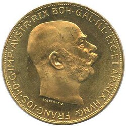 1915, 100 Kronen Gold, Franz Joseph, Neuprägung, 33,875 gr. 900er, ...