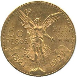 MEXIKO: 1929, 50 Pesos, 37,5 g. Feingold, vz, leichte Kratzer!