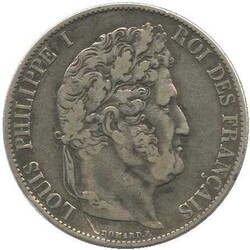 1847 "A", 5 Fr, Silber, Louis-Philippe, Paris, Erh. ss, KM 749.1