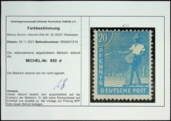1947, 20 Pf. grünlichblau, Farbbestimmt ARGE, Mi.170,-Automatically ...