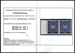1946, 80 Pf. schwärzlichviolettblau, waagrechtes Paar mit Nr. 935 a, ...