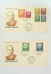 1955-59, Ordner mit Sammlung, dabei Nr. 380-99 und 409-28 auf FDC, ...