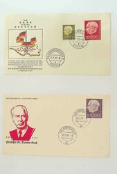 1955-59, Ordner mit Sammlung, dabei Nr. 380-99 und 409-28 auf FDC, ...