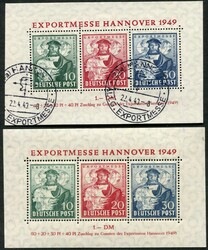 1949, Exportmesse Hannover Block, je 1 x ** und 1 x mit Sonderstempel ...