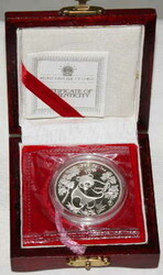 CHINA: 1992, 10 Yuan Panda auf Baum, 1 Oz Silber im orig. Holz-Etui ...