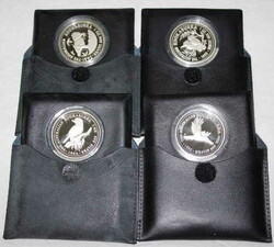 AUSTRALIEN: 1992-1998, 7x 1 Dollar Kookaburra, 1 Oz Silber, in orig. ...