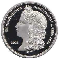 2021, 50 Fr. Schützentaler Silber, in orig. Kapsel ungeöffnet und ...