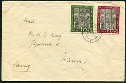 1951, Marienkirche, kpl. Satz auf Brief aus "München 18.9.51" nach ...