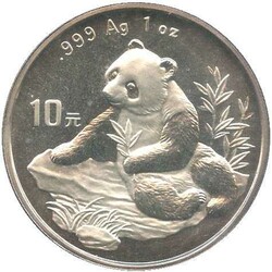 CHINA: 1998, 10 Yuan Silber-Panda, gekapselt in orig. Folie ...