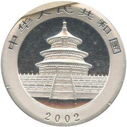 CHINA: 2002, 1 Oz. Silber-Panda, in orig. Kapsel in Folie ...